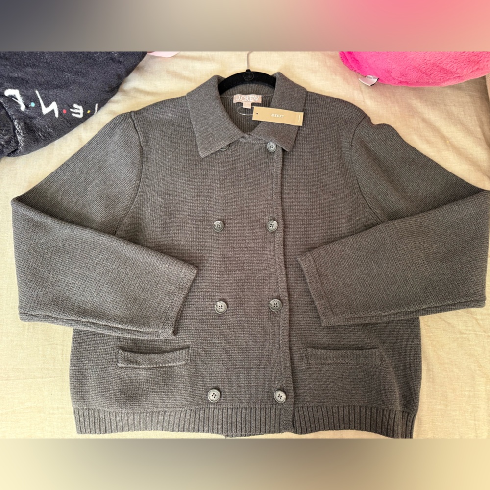 Gray Double-Breasted Knit Jacket